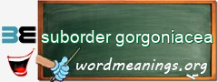 WordMeaning blackboard for suborder gorgoniacea